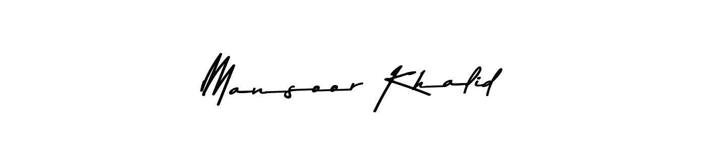 How to make Mansoor Khalid name signature. Use Asem Kandis PERSONAL USE style for creating short signs online. This is the latest handwritten sign. Mansoor Khalid signature style 9 images and pictures png