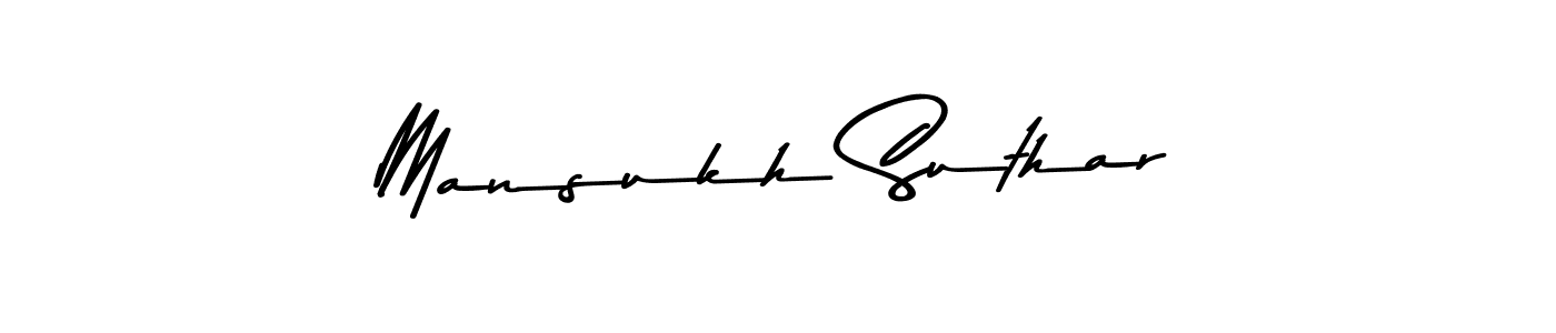 Make a beautiful signature design for name Mansukh Suthar. With this signature (Asem Kandis PERSONAL USE) style, you can create a handwritten signature for free. Mansukh Suthar signature style 9 images and pictures png