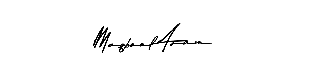 How to make Maqbool Azam name signature. Use Asem Kandis PERSONAL USE style for creating short signs online. This is the latest handwritten sign. Maqbool Azam signature style 9 images and pictures png