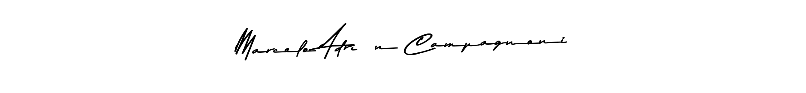 How to make Marcelo Adrián Campagnoni name signature. Use Asem Kandis PERSONAL USE style for creating short signs online. This is the latest handwritten sign. Marcelo Adrián Campagnoni signature style 9 images and pictures png