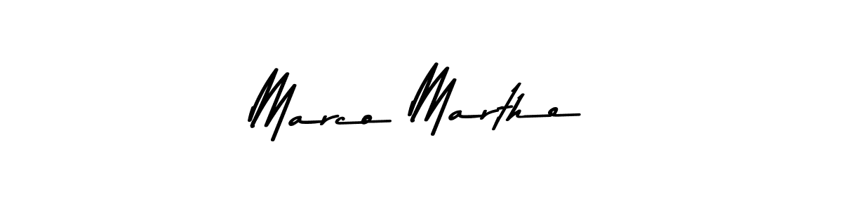 How to make Marco Marthe name signature. Use Asem Kandis PERSONAL USE style for creating short signs online. This is the latest handwritten sign. Marco Marthe signature style 9 images and pictures png