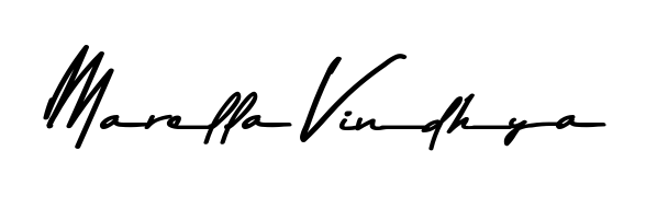 A stylish, flowing autograph style designed for name Marella Vindhya using Asem Kandis PERSONAL USE typography. Perfect for digital creative projects. Marella Vindhya signature style 9 images and pictures png
