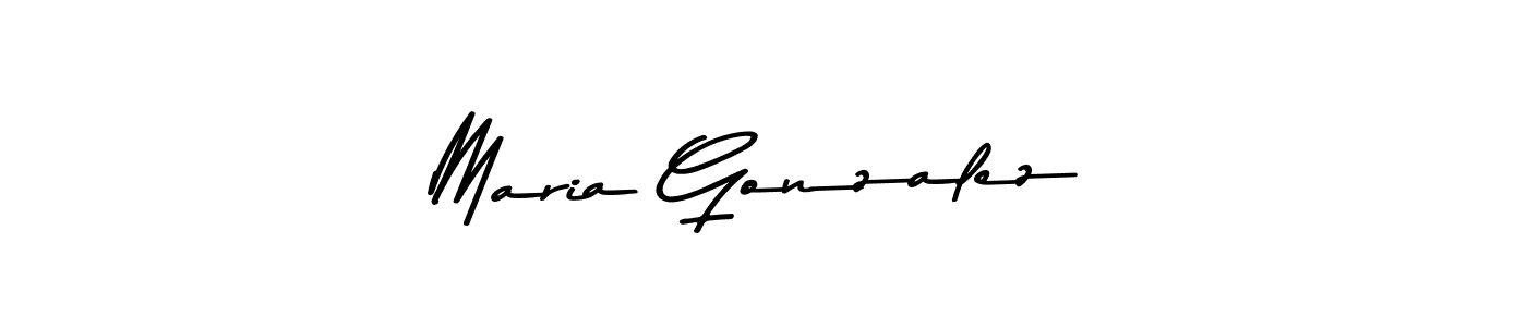 Create a beautiful signature design for name Maria Gonzalez. With this signature (Asem Kandis PERSONAL USE) fonts, you can make a handwritten signature for free. Maria Gonzalez signature style 9 images and pictures png