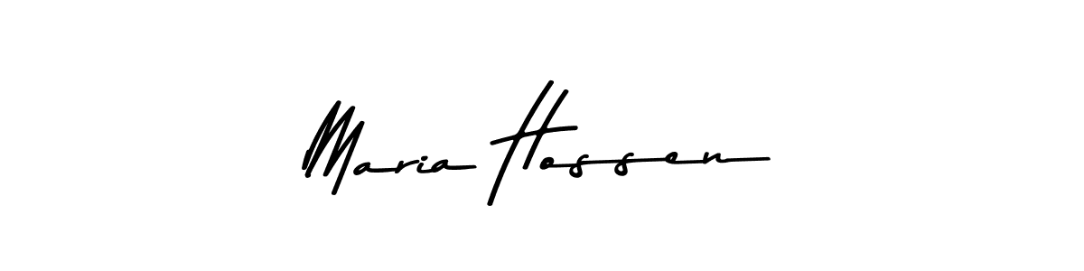 How to make Maria Hossen name signature. Use Asem Kandis PERSONAL USE style for creating short signs online. This is the latest handwritten sign. Maria Hossen signature style 9 images and pictures png