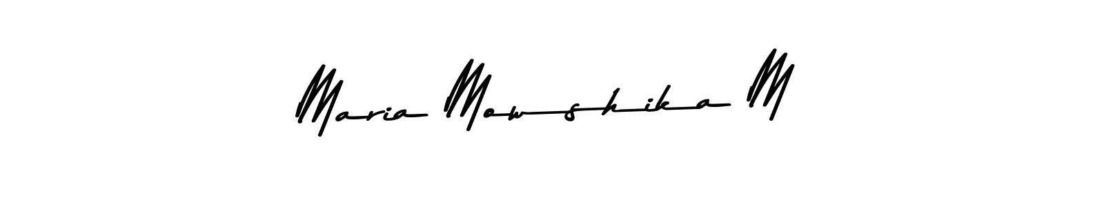 Create a beautiful signature design for name Maria Mowshika M. With this signature (Asem Kandis PERSONAL USE) fonts, you can make a handwritten signature for free. Maria Mowshika M signature style 9 images and pictures png