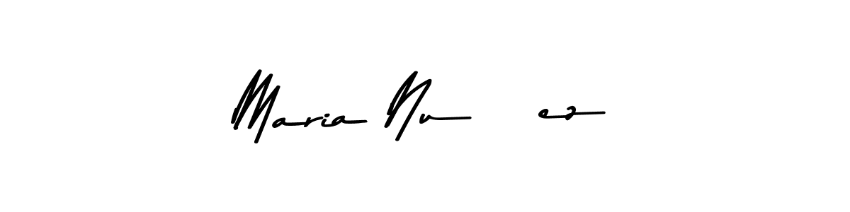 How to make Maria NuÑez name signature. Use Asem Kandis PERSONAL USE style for creating short signs online. This is the latest handwritten sign. Maria NuÑez signature style 9 images and pictures png