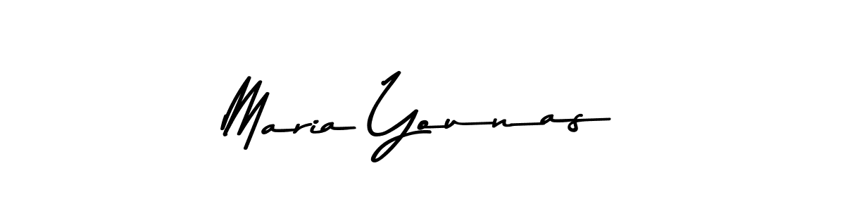 Design your own signature with our free online signature maker. With this signature software, you can create a handwritten (Asem Kandis PERSONAL USE) signature for name Maria Younas. Maria Younas signature style 9 images and pictures png