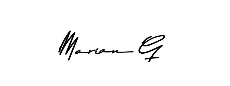 How to make Marian G name signature. Use Asem Kandis PERSONAL USE style for creating short signs online. This is the latest handwritten sign. Marian G signature style 9 images and pictures png