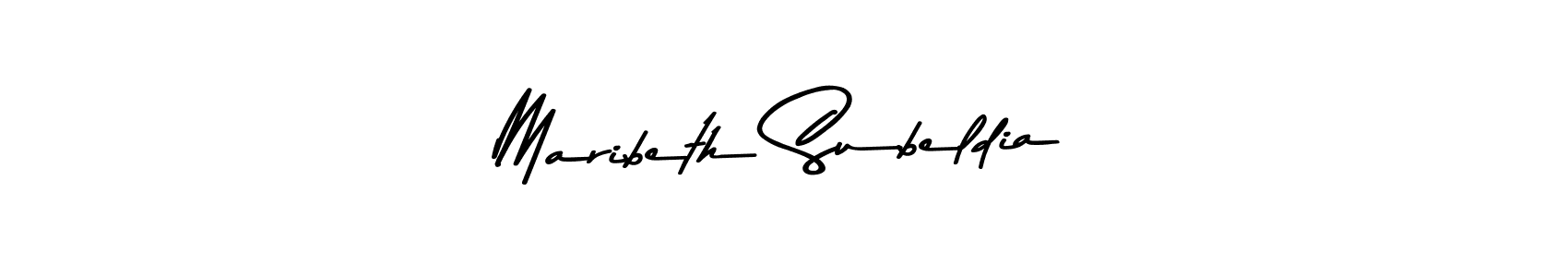 Create a beautiful signature design for name Maribeth Subeldia. With this signature (Asem Kandis PERSONAL USE) fonts, you can make a handwritten signature for free. Maribeth Subeldia signature style 9 images and pictures png