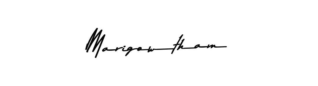 Create a beautiful signature design for name Marigowtham. With this signature (Asem Kandis PERSONAL USE) fonts, you can make a handwritten signature for free. Marigowtham signature style 9 images and pictures png
