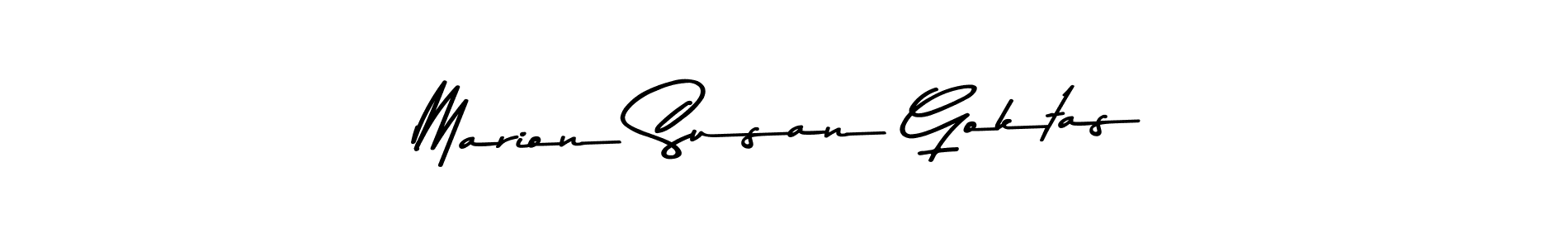 Create a beautiful signature design for name Marion Susan Goktas. With this signature (Asem Kandis PERSONAL USE) fonts, you can make a handwritten signature for free. Marion Susan Goktas signature style 9 images and pictures png