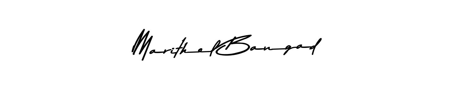 Create a beautiful signature design for name Marithel Bangad. With this signature (Asem Kandis PERSONAL USE) fonts, you can make a handwritten signature for free. Marithel Bangad signature style 9 images and pictures png