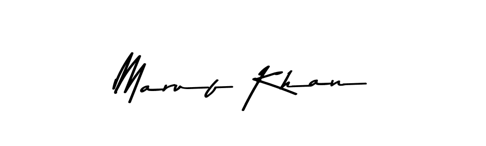 Create a beautiful signature design for name Maruf Khan. With this signature (Asem Kandis PERSONAL USE) fonts, you can make a handwritten signature for free. Maruf Khan signature style 9 images and pictures png