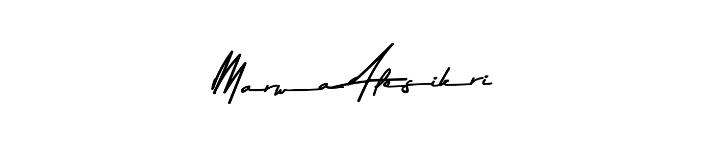 How to make Marwa Alesikri name signature. Use Asem Kandis PERSONAL USE style for creating short signs online. This is the latest handwritten sign. Marwa Alesikri signature style 9 images and pictures png