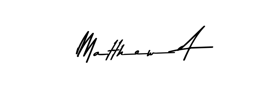 How to make Matthew A name signature. Use Asem Kandis PERSONAL USE style for creating short signs online. This is the latest handwritten sign. Matthew A signature style 9 images and pictures png