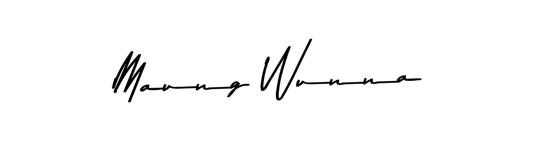 How to make Maung Wunna name signature. Use Asem Kandis PERSONAL USE style for creating short signs online. This is the latest handwritten sign. Maung Wunna signature style 9 images and pictures png