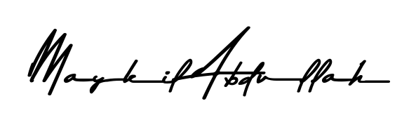 Designed for modern professionals: Maykil Abdullah name signature crafted with Asem Kandis PERSONAL USE script. Ready for digital PDF workflows. Maykil Abdullah signature style 9 images and pictures png