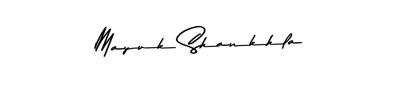 Also You can easily find your signature by using the search form. We will create Mayuk Shankhla name handwritten signature images for you free of cost using Asem Kandis PERSONAL USE sign style. Mayuk Shankhla signature style 9 images and pictures png