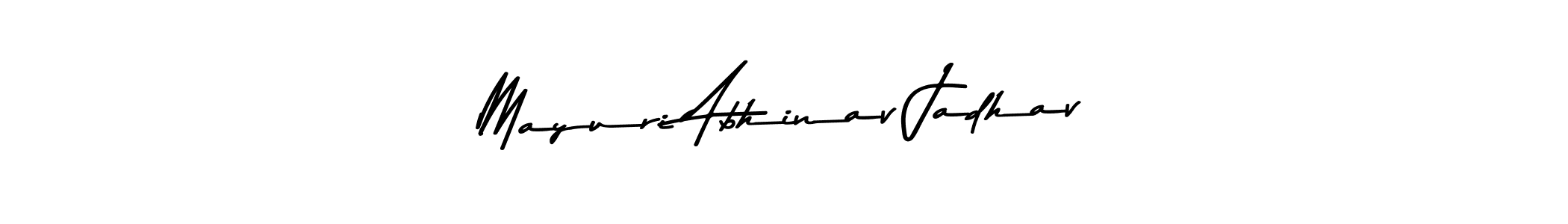 How to make Mayuri Abhinav Jadhav name signature. Use Asem Kandis PERSONAL USE style for creating short signs online. This is the latest handwritten sign. Mayuri Abhinav Jadhav signature style 9 images and pictures png