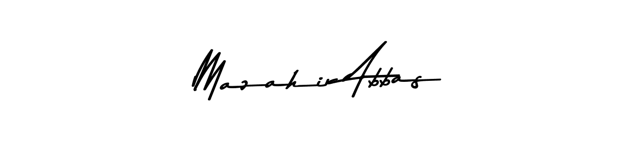 How to make Mazahir Abbas name signature. Use Asem Kandis PERSONAL USE style for creating short signs online. This is the latest handwritten sign. Mazahir Abbas signature style 9 images and pictures png
