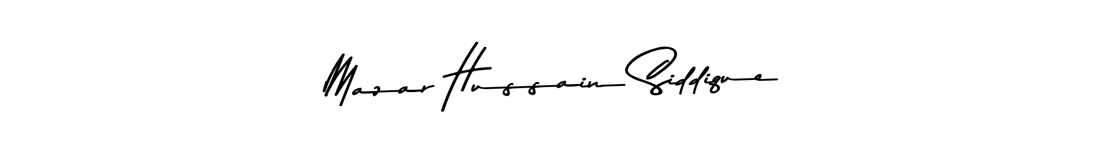 How to make Mazar Hussain Siddique name signature. Use Asem Kandis PERSONAL USE style for creating short signs online. This is the latest handwritten sign. Mazar Hussain Siddique signature style 9 images and pictures png