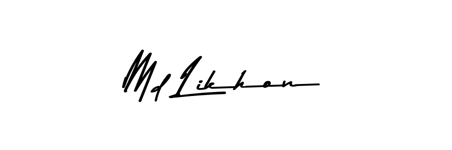 Create a beautiful signature design for name Md Likhon. With this signature (Asem Kandis PERSONAL USE) fonts, you can make a handwritten signature for free. Md Likhon signature style 9 images and pictures png