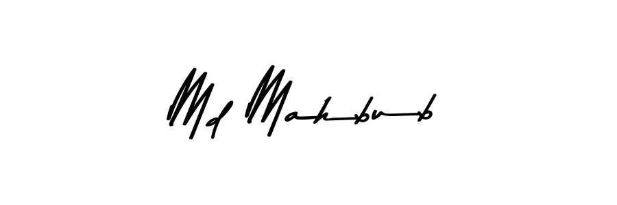 How to make Md Mahbub name signature. Use Asem Kandis PERSONAL USE style for creating short signs online. This is the latest handwritten sign. Md Mahbub signature style 9 images and pictures png