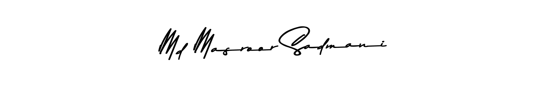 How to make Md Masroor Sadmani name signature. Use Asem Kandis PERSONAL USE style for creating short signs online. This is the latest handwritten sign. Md Masroor Sadmani signature style 9 images and pictures png