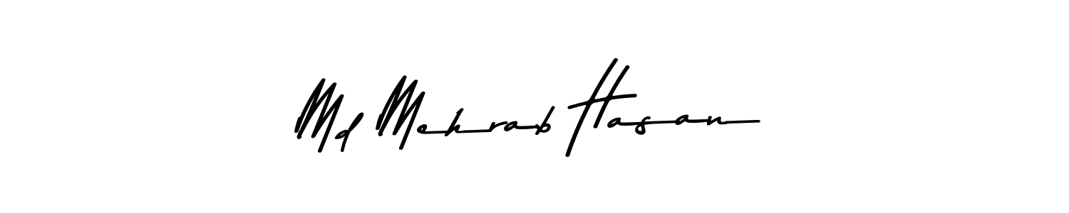 Create a beautiful signature design for name Md Mehrab Hasan. With this signature (Asem Kandis PERSONAL USE) fonts, you can make a handwritten signature for free. Md Mehrab Hasan signature style 9 images and pictures png