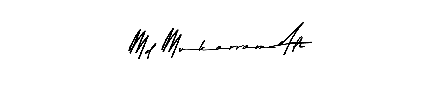 Make a beautiful signature design for name Md Mukarram Ali. With this signature (Asem Kandis PERSONAL USE) style, you can create a handwritten signature for free. Md Mukarram Ali signature style 9 images and pictures png