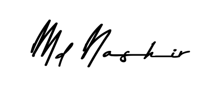 How to make Md Nashir name signature. Use Asem Kandis PERSONAL USE style for creating short signs online. This is the latest handwritten sign. Md Nashir signature style 9 images and pictures png
