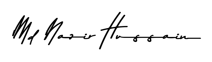A stylish, flowing autograph style designed for name Md Nazir Hussain using Asem Kandis PERSONAL USE typography. Perfect for digital creative projects. Md Nazir Hussain signature style 9 images and pictures png