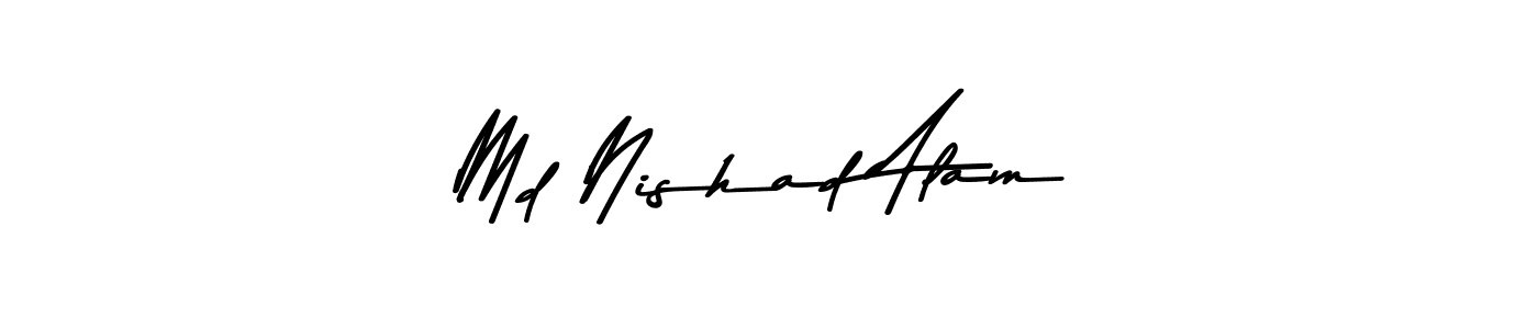 How to make Md Nishad Alam name signature. Use Asem Kandis PERSONAL USE style for creating short signs online. This is the latest handwritten sign. Md Nishad Alam signature style 9 images and pictures png