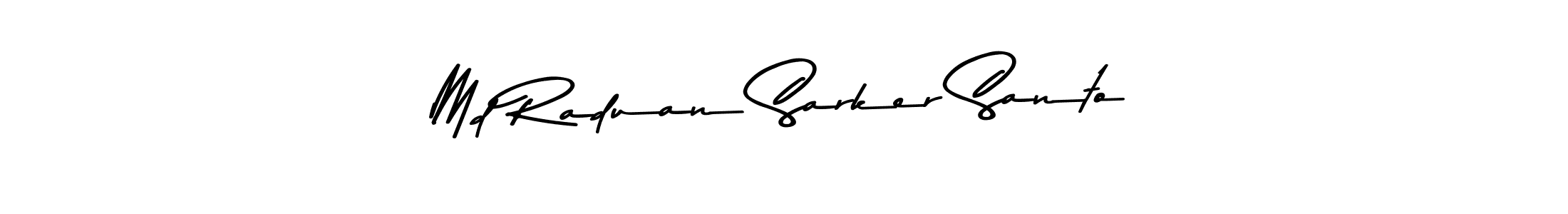 How to make Md Raduan Sarker Santo name signature. Use Asem Kandis PERSONAL USE style for creating short signs online. This is the latest handwritten sign. Md Raduan Sarker Santo signature style 9 images and pictures png