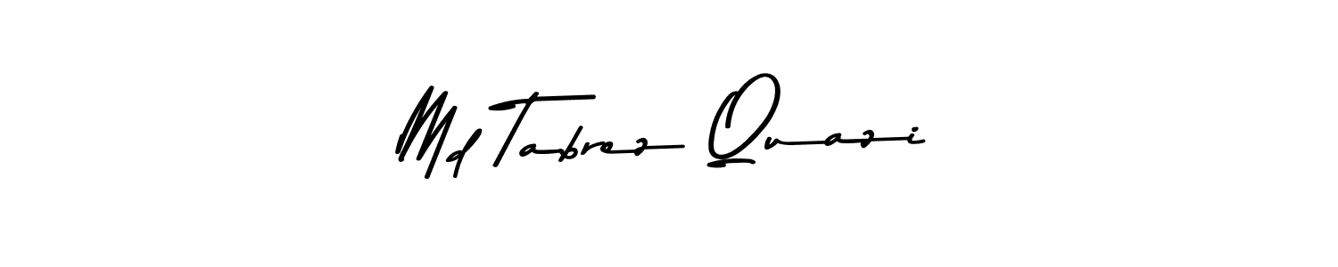 How to make Md Tabrez Quazi name signature. Use Asem Kandis PERSONAL USE style for creating short signs online. This is the latest handwritten sign. Md Tabrez Quazi signature style 9 images and pictures png