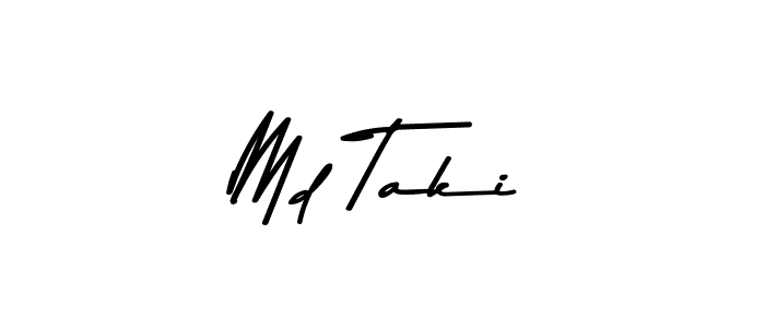 How to make Md Taki name signature. Use Asem Kandis PERSONAL USE style for creating short signs online. This is the latest handwritten sign. Md Taki signature style 9 images and pictures png