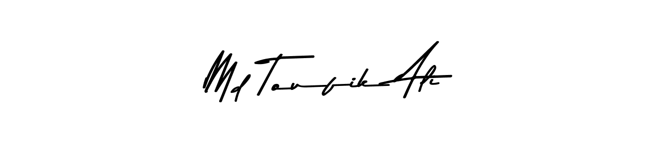 Create a beautiful signature design for name Md Toufik Ali. With this signature (Asem Kandis PERSONAL USE) fonts, you can make a handwritten signature for free. Md Toufik Ali signature style 9 images and pictures png