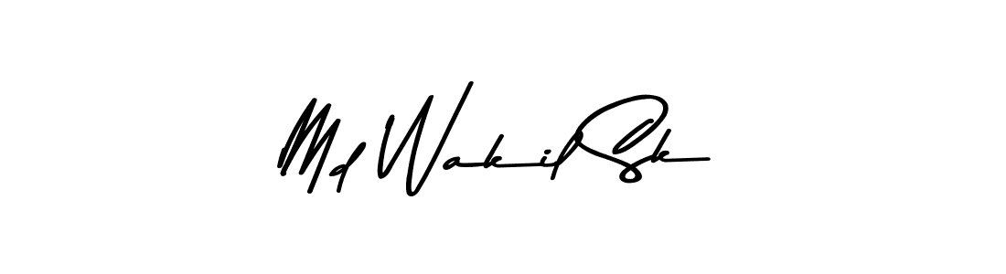 How to make Md Wakil Sk name signature. Use Asem Kandis PERSONAL USE style for creating short signs online. This is the latest handwritten sign. Md Wakil Sk signature style 9 images and pictures png