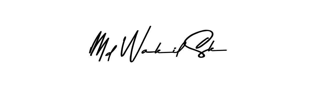 How to make Md Wakil Sk name signature. Use Asem Kandis PERSONAL USE style for creating short signs online. This is the latest handwritten sign. Md Wakil Sk signature style 9 images and pictures png