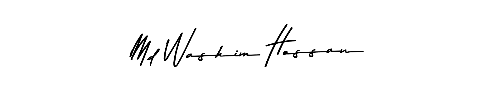 How to make Md Washim Hossan name signature. Use Asem Kandis PERSONAL USE style for creating short signs online. This is the latest handwritten sign. Md Washim Hossan signature style 9 images and pictures png
