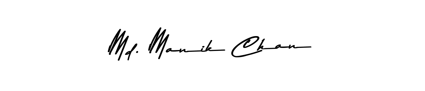 How to make Md. Manik Chan name signature. Use Asem Kandis PERSONAL USE style for creating short signs online. This is the latest handwritten sign. Md. Manik Chan signature style 9 images and pictures png