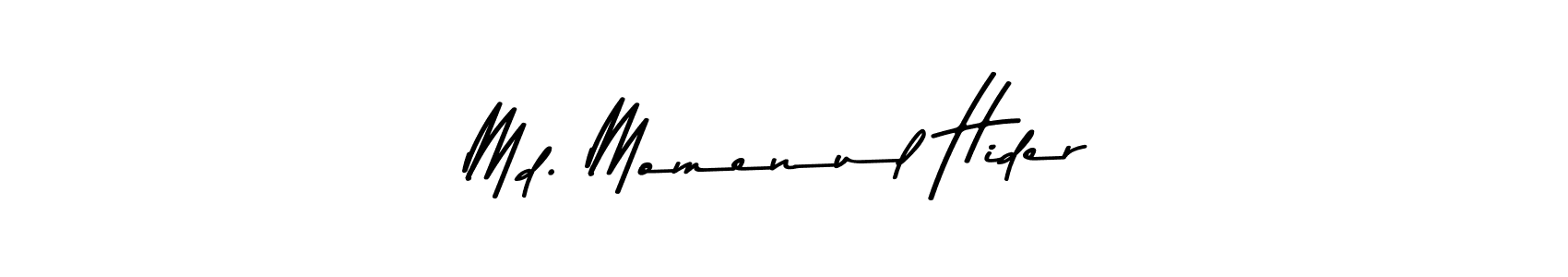 The best way (Asem Kandis PERSONAL USE) to make a short signature is to pick only two or three words in your name. The name Md. Momenul Hider include a total of six letters. For converting this name. Md. Momenul Hider signature style 9 images and pictures png