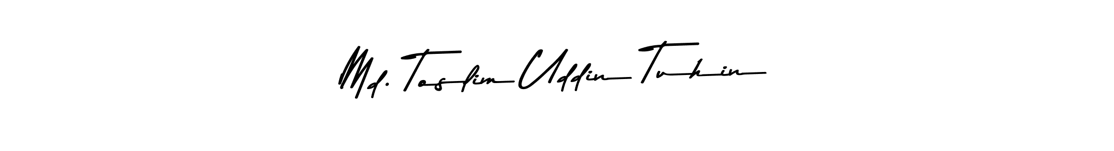 The best way (Asem Kandis PERSONAL USE) to make a short signature is to pick only two or three words in your name. The name Md. Toslim Uddin Tuhin include a total of six letters. For converting this name. Md. Toslim Uddin Tuhin signature style 9 images and pictures png