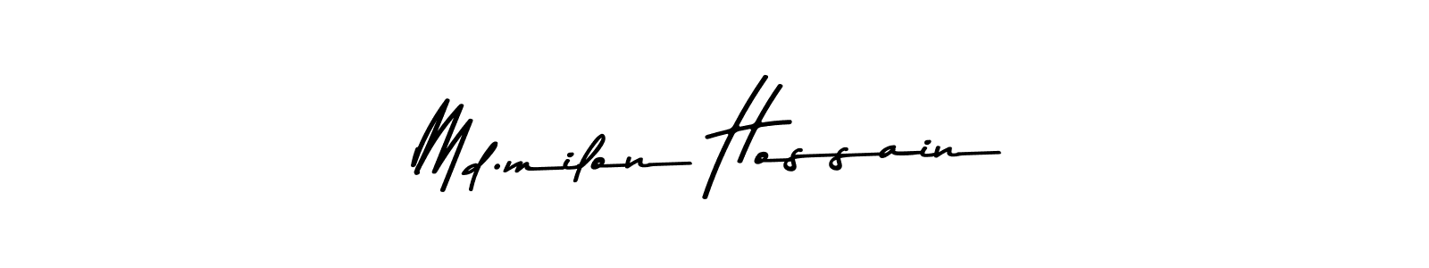 How to make Md.milon Hossain name signature. Use Asem Kandis PERSONAL USE style for creating short signs online. This is the latest handwritten sign. Md.milon Hossain signature style 9 images and pictures png