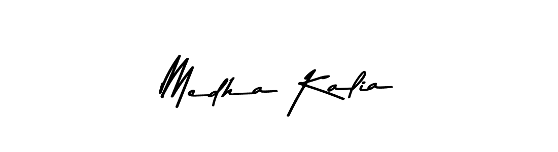 Create a beautiful signature design for name Medha Kalia. With this signature (Asem Kandis PERSONAL USE) fonts, you can make a handwritten signature for free. Medha Kalia signature style 9 images and pictures png