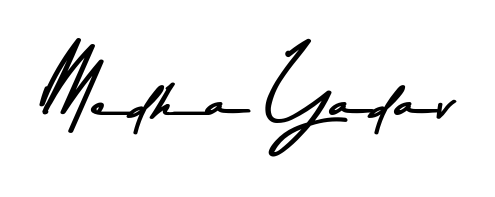 The Asem Kandis PERSONAL USE typeface gives name Medha Yadav a refined look. Suitable for certificates, diplomas, and official verification. Medha Yadav signature style 9 images and pictures png