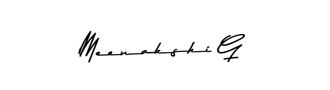 Make a beautiful signature design for name Meenakshi G. With this signature (Asem Kandis PERSONAL USE) style, you can create a handwritten signature for free. Meenakshi G signature style 9 images and pictures png