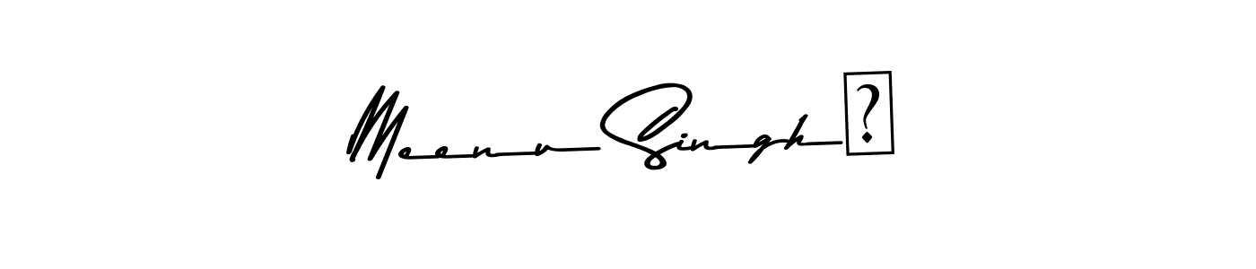 The best way (Asem Kandis PERSONAL USE) to make a short signature is to pick only two or three words in your name. The name Meenu Singh❤ include a total of six letters. For converting this name. Meenu Singh❤ signature style 9 images and pictures png