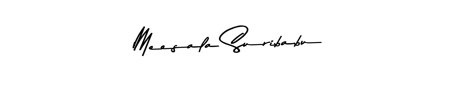 Create a beautiful signature design for name Meesala Suribabu. With this signature (Asem Kandis PERSONAL USE) fonts, you can make a handwritten signature for free. Meesala Suribabu signature style 9 images and pictures png