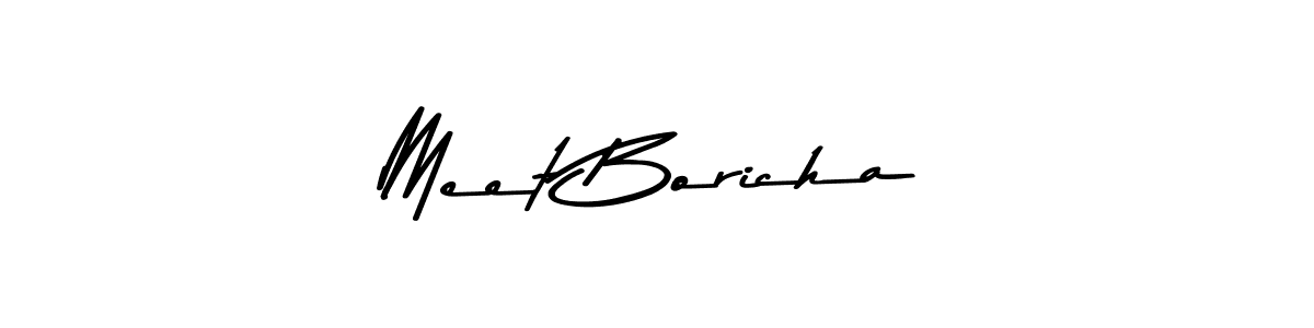 How to make Meet Boricha name signature. Use Asem Kandis PERSONAL USE style for creating short signs online. This is the latest handwritten sign. Meet Boricha signature style 9 images and pictures png